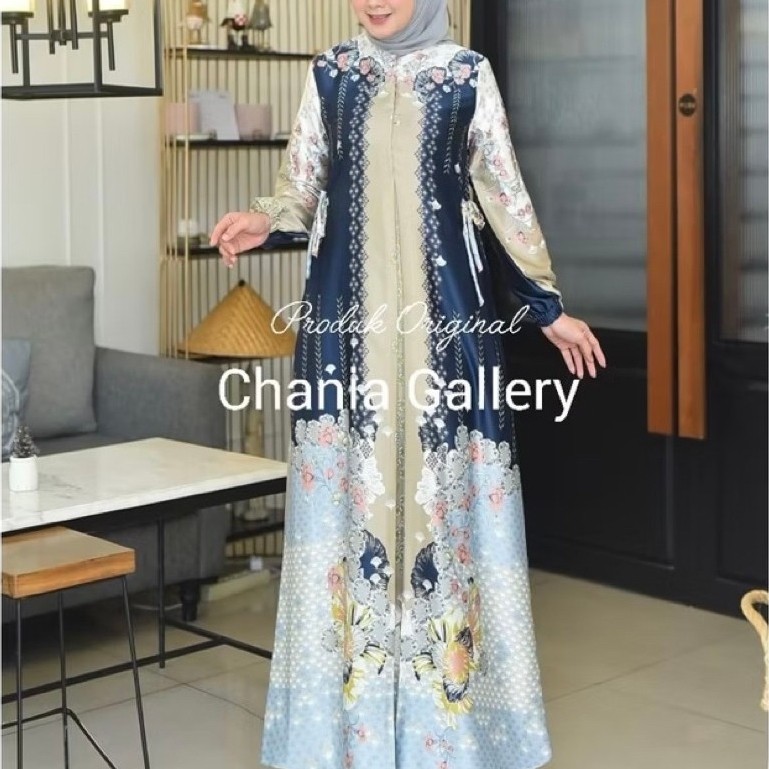DRESS LiLY SILK PREMIUM Elegan Busui FrendlyGamis Motif Bunga|Gamis pesta lebaran