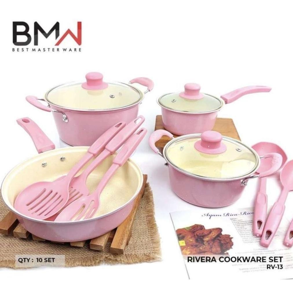 Panci Set 13 Pcs Marble Teflon Cookware Set Rivera BMW / Gionee / Sinda warna panci set Spatula serb