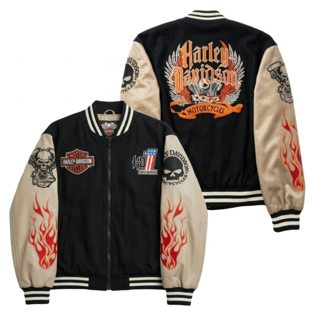 Jaket Varsity Harley-Davidson Genuine Flameburn