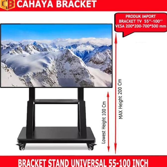 Bracket Standing Tv 55-85 Inch Stand Dengan Roda Bracket Tv Meja Tv
