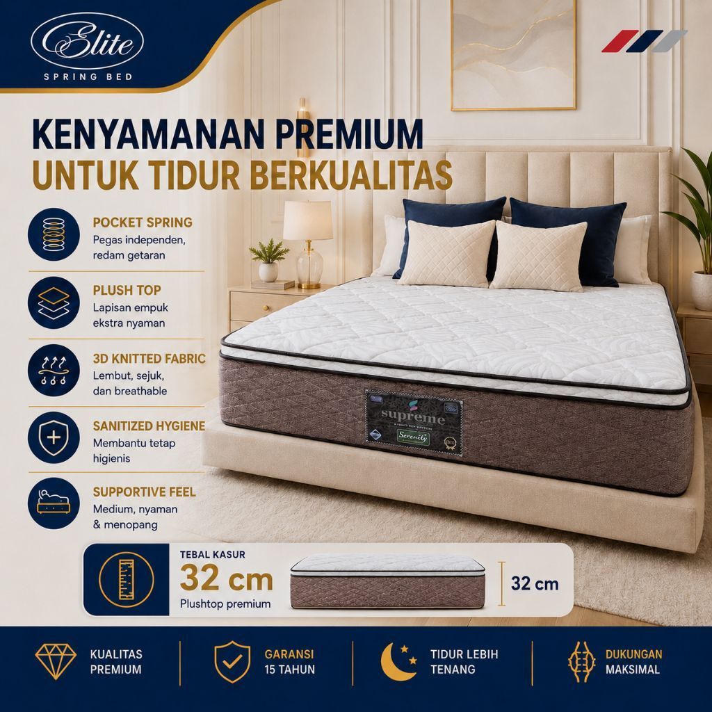 Kasur SPRINGBED ELITE SERENITY SUPREME PLUSHTOP Double Busa MURAH Tangerang Bandung Soreang