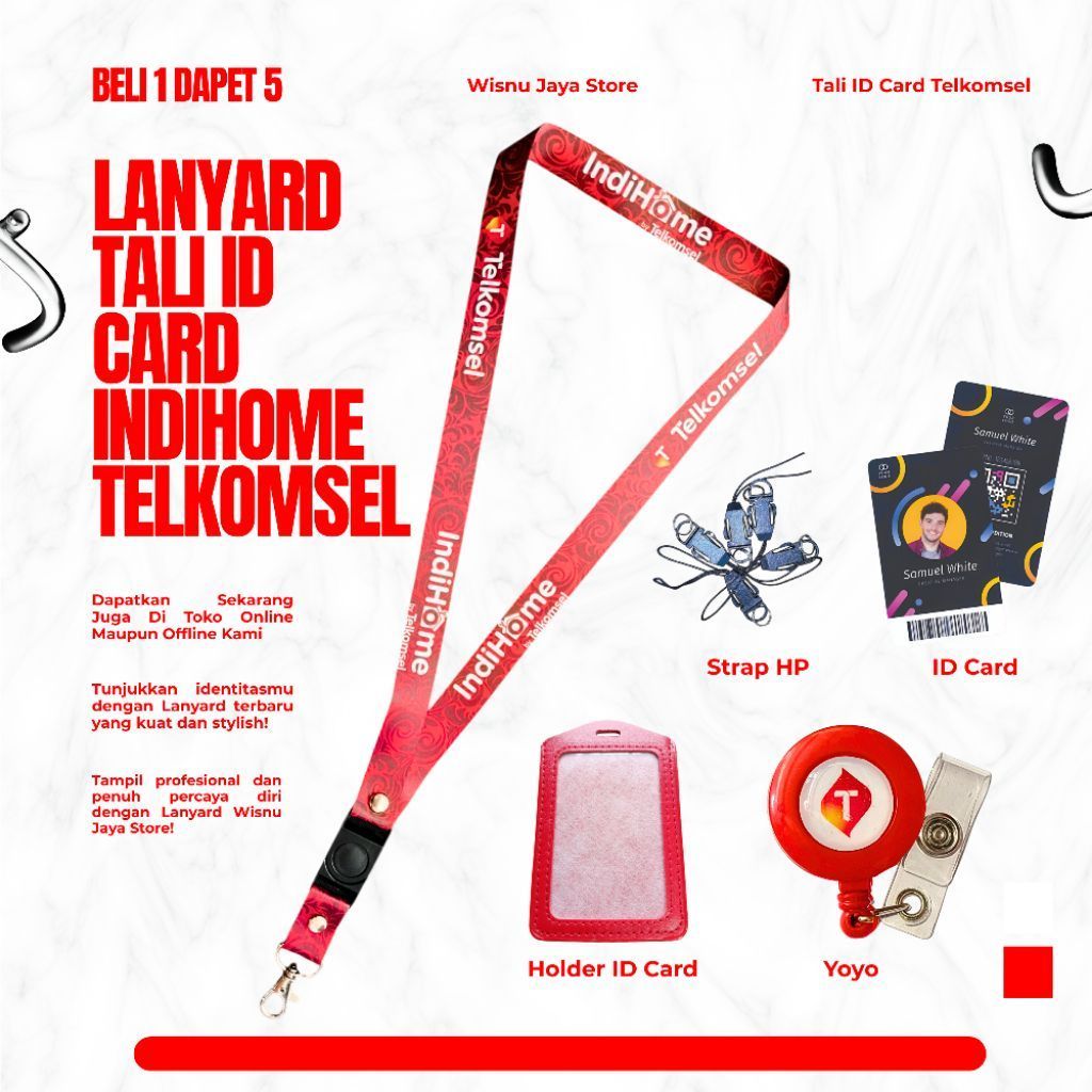 Lanyard Tali ID Card Indihome Telkomsel / Tali Gantungan Telkomsel Batik [READY]