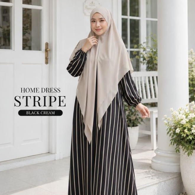 GAMIS HOMEDRESS STRIPE 04 (GAMIS MOTIF STRIPE SYARI) BY ZAFEETRI