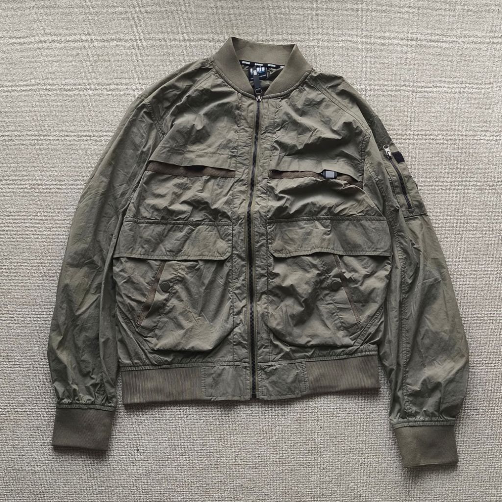 SPRIS BOMBER MULTI POCKET CASUAL JACKET ARMY SZ M-L