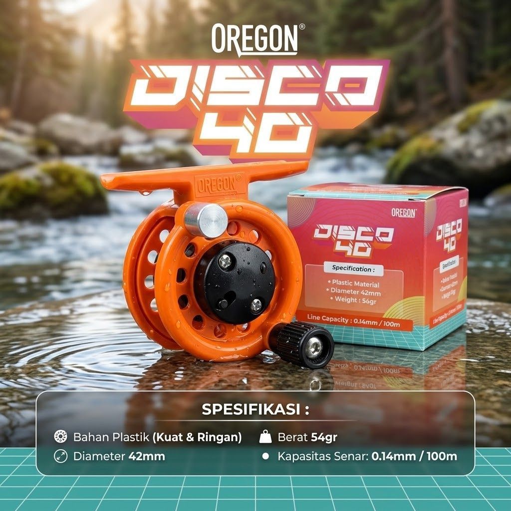 REL TOKOS OREGON DISCO 40 | REEL PENGGULUNG SENAR PANCING HANDLE KANAN/KIRI BAHAN PLASTIK