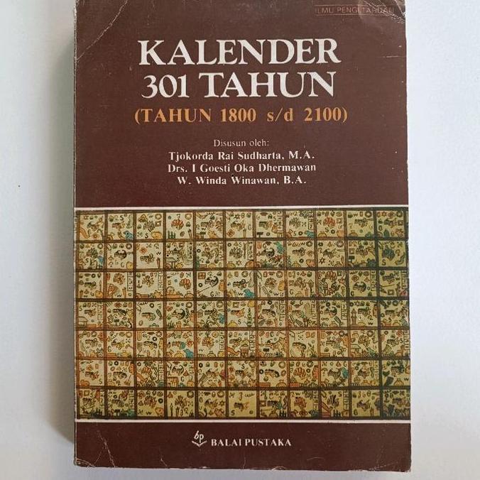 yang dicari] Kalender 301 Tahun (Tahun 1800 s/d 2100) Balai Pustaka tahun 1989