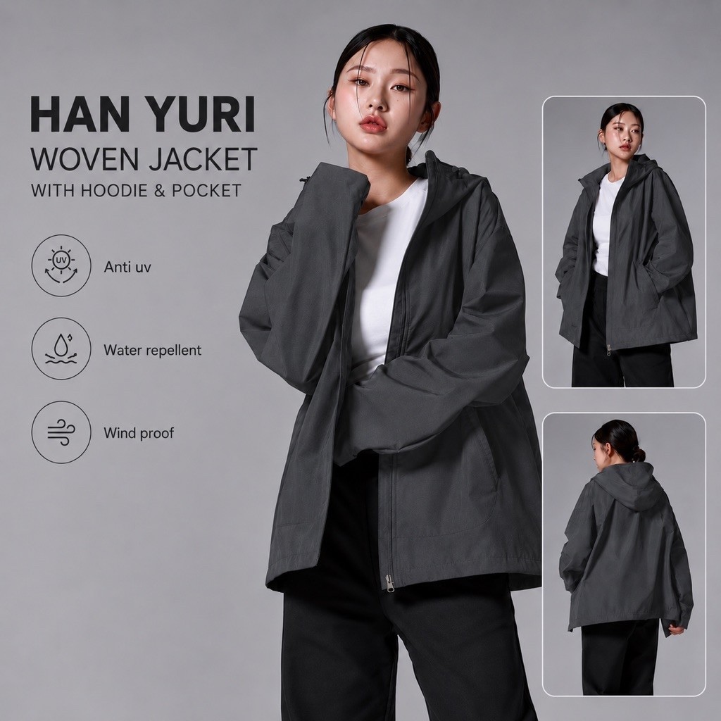 [Minnetica] STL Han Yuri Woven Jacket With Hoodie & Pocket