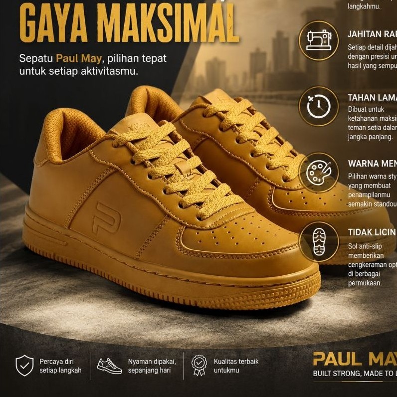 PAULMAY - Sepatu Sneakers Pria Denver - Brown | Second