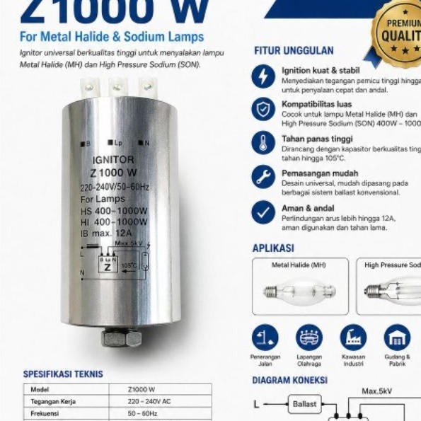 Ignitor Sodium Metal halide 1000 watt Universal