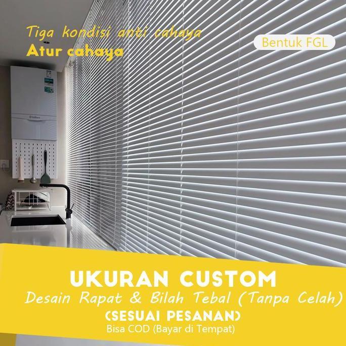 [BISA CUSTOM] Tirai Venetian Blind Aluminium - Anti UV & Privasi Maksimal, Kerai Jendela Minimalis T