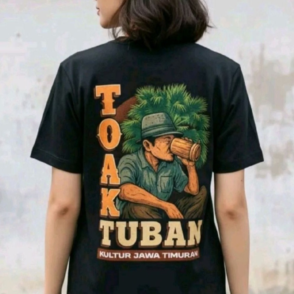 Kaos T-Shirt Wanita Hitam TOAK TUBAN Kultur Jawa Timuran Lengan Pendek