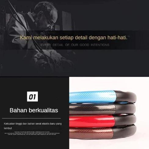 12h shippingSoarfly Cover Stir Mobil 37-38CM Universal Serat kulit Elastis Sarung Setir Mobil Racing