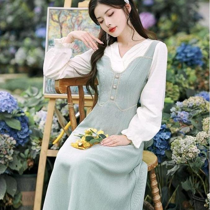 Dress- Missmoka Fiona Long Dress Gaya Vintage Klasik Eropa Dress Hijab