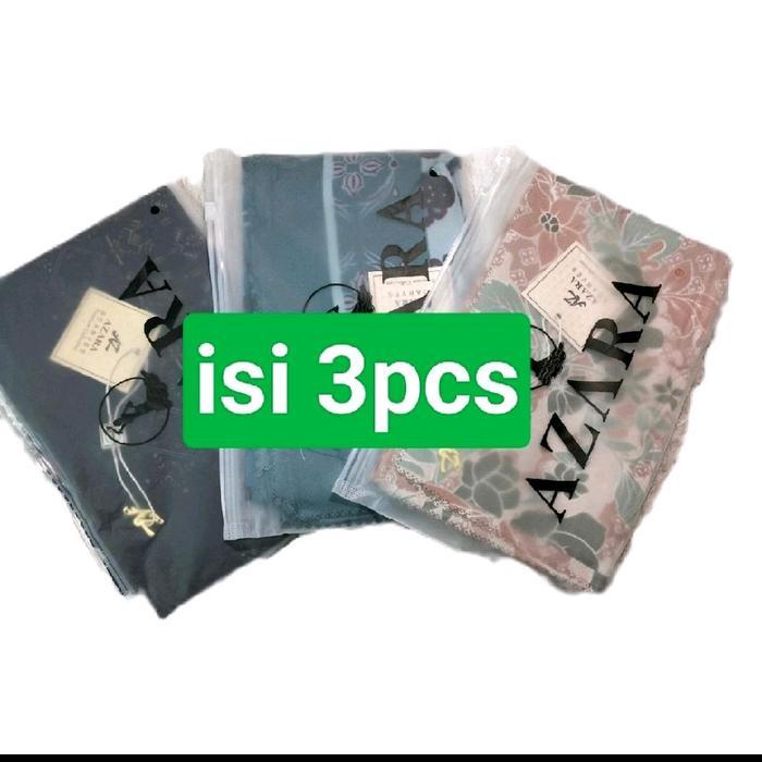 (ecer 3 pouch) hijab segiempat motif azara pouch paket usaha logo metal bahan voal LC lasercut by az