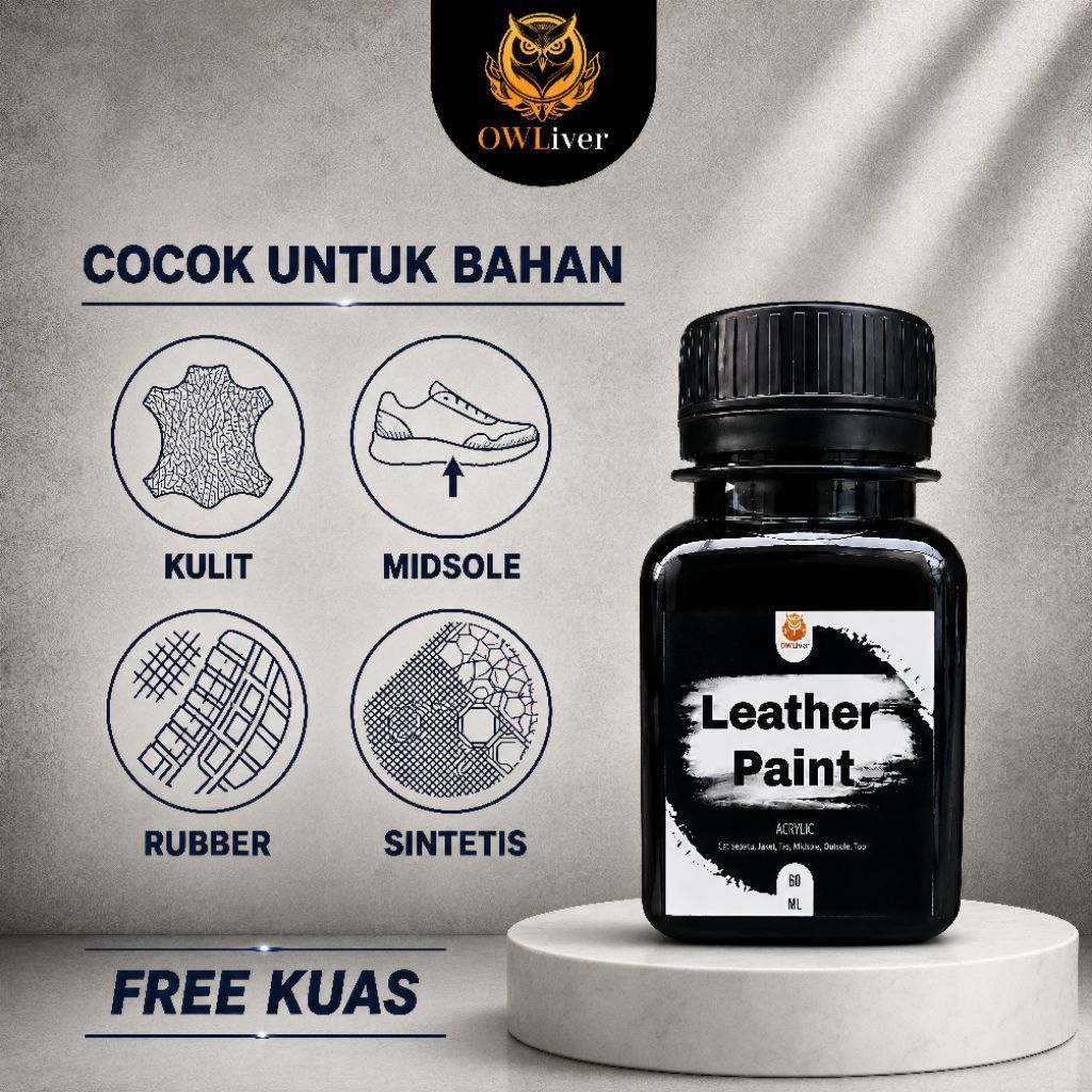 Cat Akrilik Khusus Kulit Asli & Sintetis Leather Paint 60ml cat sepatu cat tas kulit sintetis canvas
