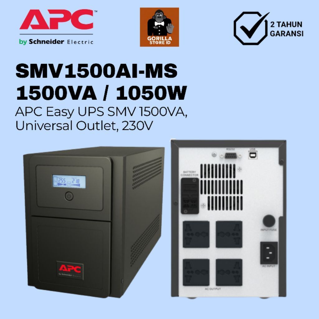 UPS APC Easy UPS SMV 1500VA 1050W Sinewave SMV1500AI-MS