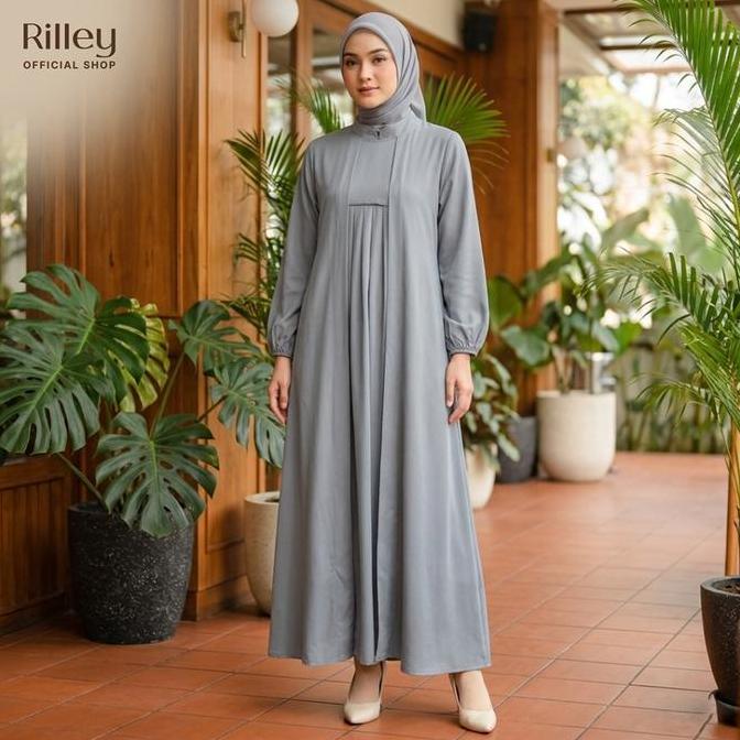 RILLEY-Gamis Zeya Wanita Kekinian Motif Zipper Bahan Adem Rayon Twill (TERBAIK) (TERBARU) (TERMURAH)