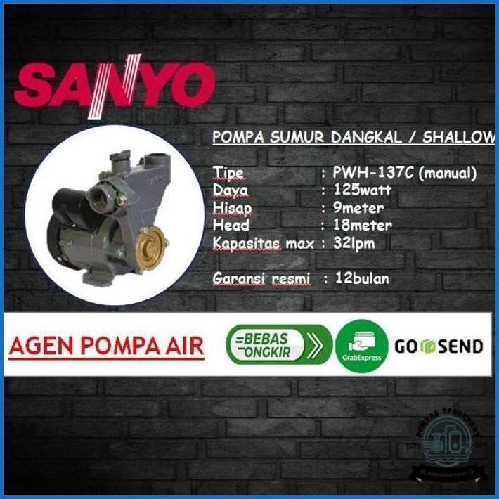 Pompa Sumur Dangkal Sanyo Pwh 137C / Sanyo Pwh 137C (Manual) Termurah