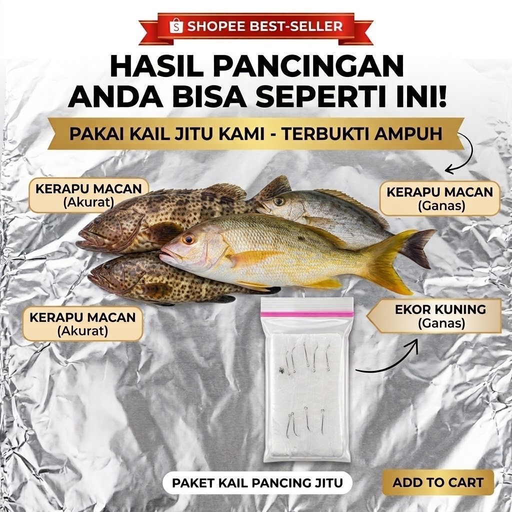 RANGKAIAN KOTREKAN 9 MATA KAIL KECIL BISA PAKAI UMPAN DAN TIDAK COCOK IKAN KECIL PINGGIRAN LAUT ATAU