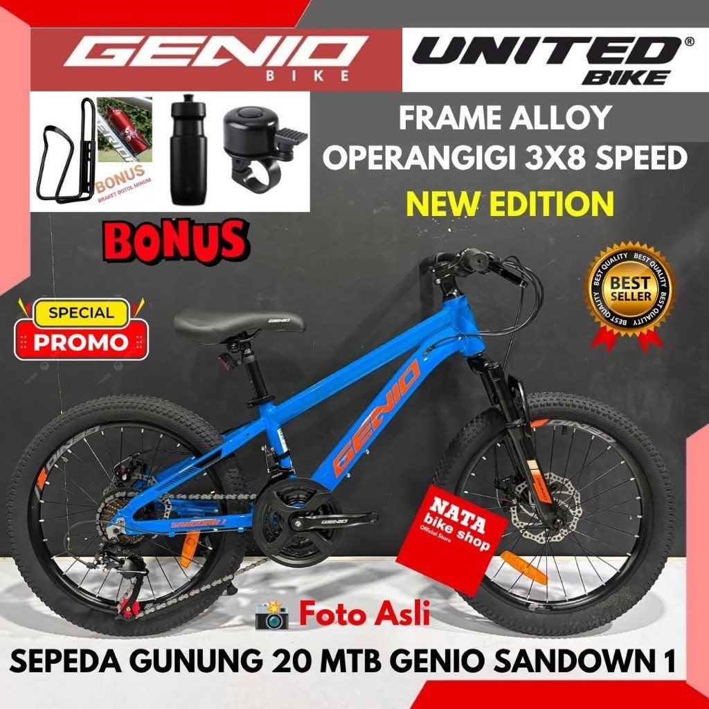 Sepeda Gunung 20 MTB Genio Sandown 1 Frame Alloy Rem Discbrake Operangigi New