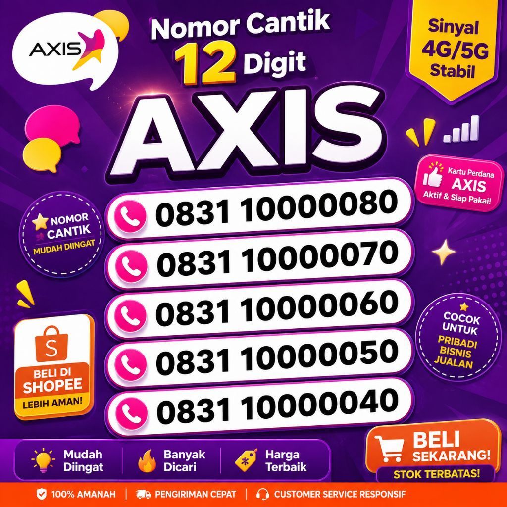 Nomor cantik axis panca 00000 PANCA 99999 KOSONG NOMOR AXIS ISI PULSA REGULER