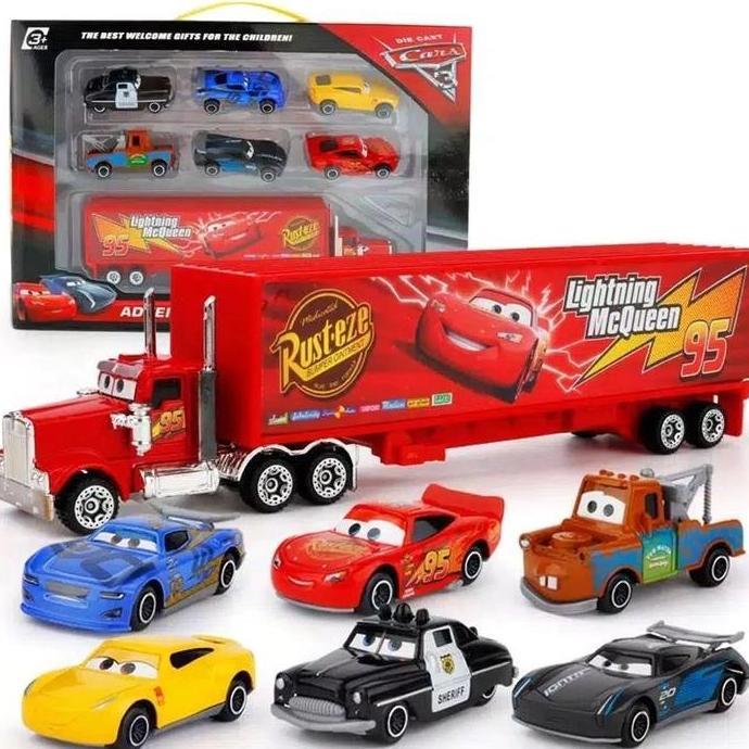 Mainan Mobil Cars Set 7 Pcs Cars 3 McQueen Truck Set 7 Pcs