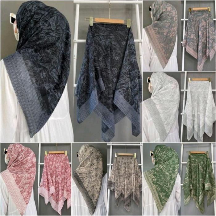 HIJAB VOAL MOTIF PREMIUM - hijab bestseller _ hijab voal motif gunung - kuning