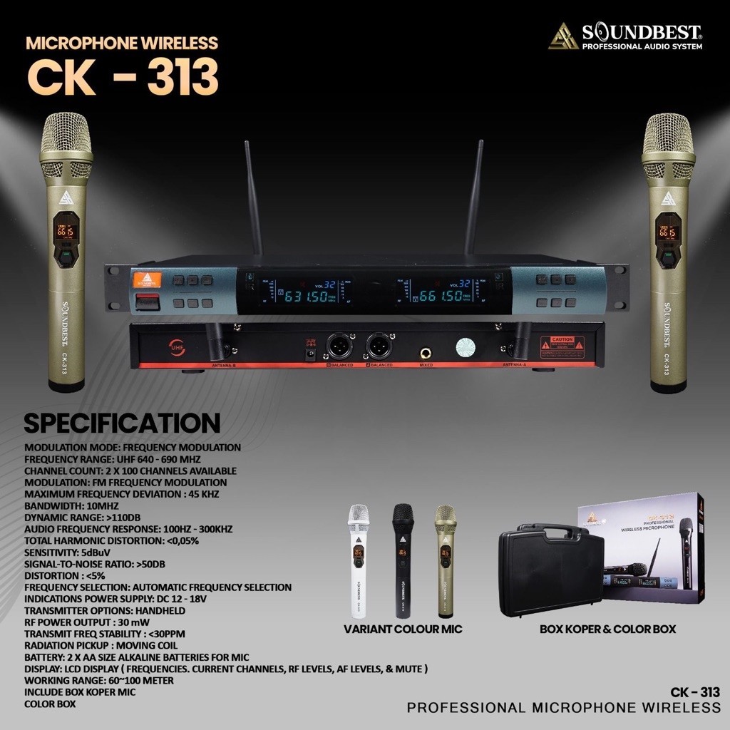NEW Mic Wireless Soundbest CK 313 Ck313 Koper Original Soundbest