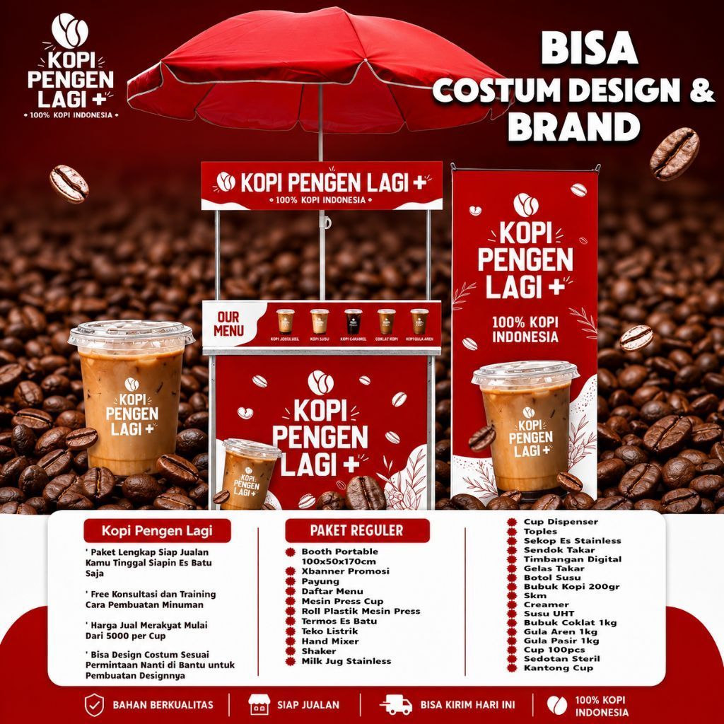 BANGLE FRANCHISE - FRANCHISE KOPI / PAKET USAHA KOPI PENGEN LAGI BISA COSTUM BRAND