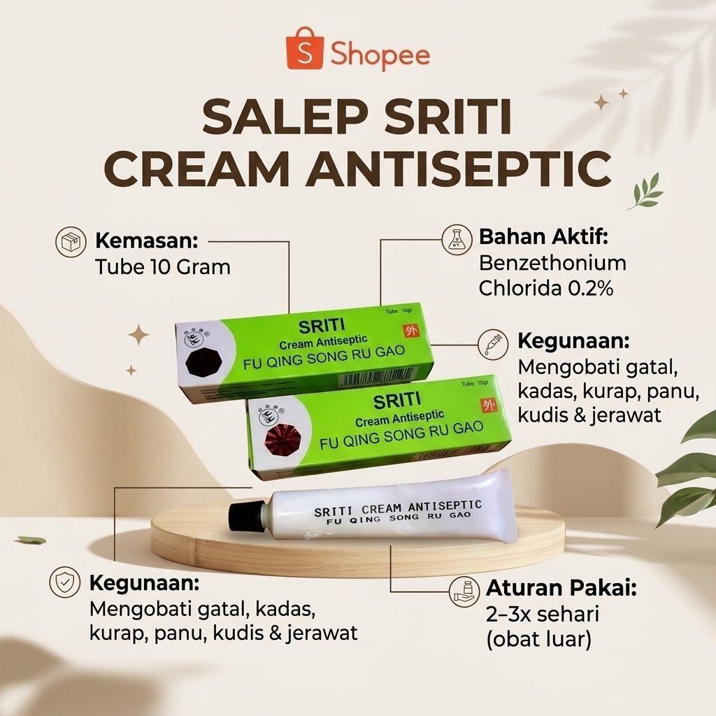 Salep Sriti Original Asli 100% BPOM - Cream Sriti Obat Gatal Kulit & Flek Hitam Wajah