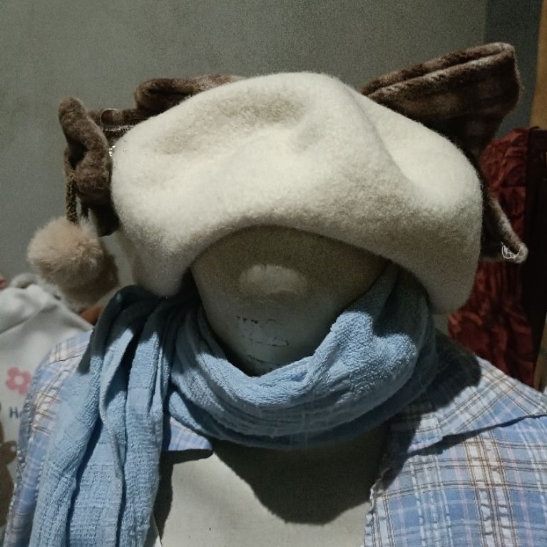 topi baret lolita handmade pita earth tone