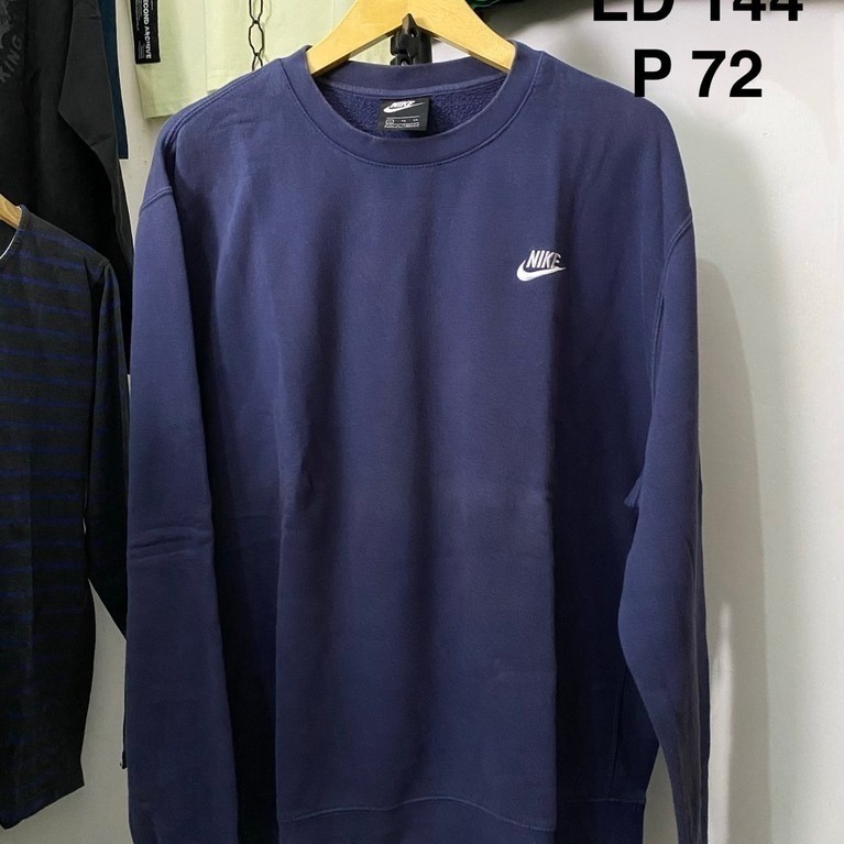 (72x72cm tanpa ditarik) CN Crewneck Sweater Sweatshirt Nike logo bordir Navy jumbo size