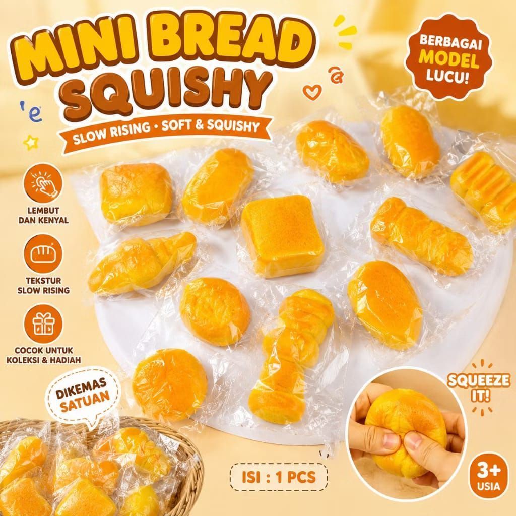 Mainan Squeeze Stress Relief Bread Soft Bread Cute