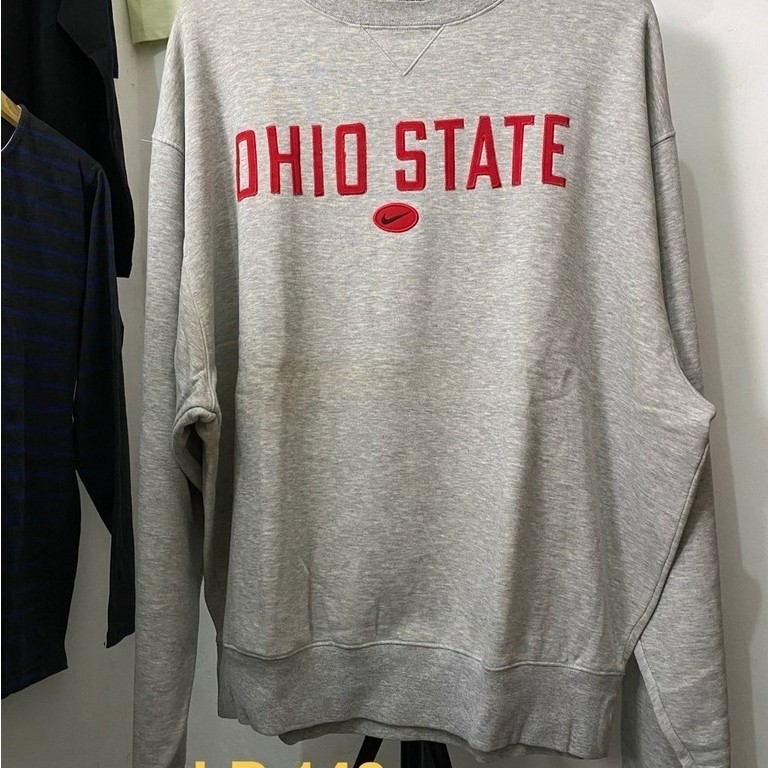 (72x74cm tanpa ditarik) CN crewneck sweater sweatshirt vintage Nike team ohio state logo bordir