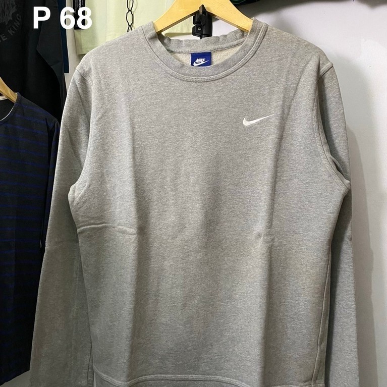 (68x54cm tanpa ditarik) CN crewneck sweater sweatshirt vintage Nike swoosh logo bordir grey color