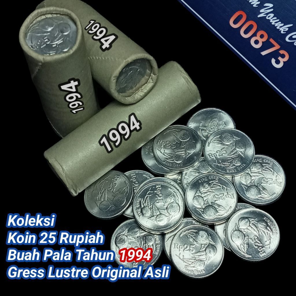 UKI094Coin 25 Rupiah (Buah Pala) Thn 1994 Gress Lustre Original