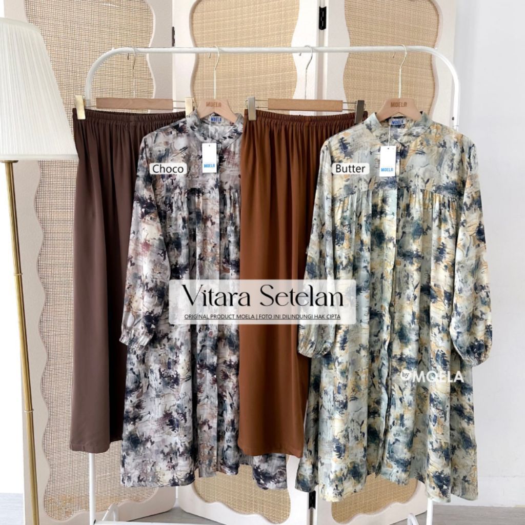 VITARA SET WANITA COTTON RAYON PREMIUM NYAMAN KEKINIAN BY MOELA