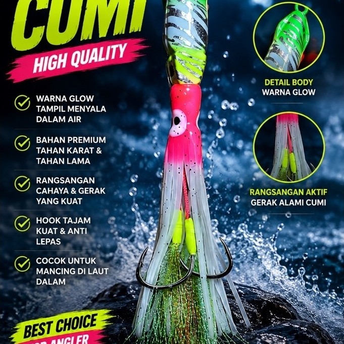 metal jig cumi 80 gr 150 gr 200 gr 300gr full gid