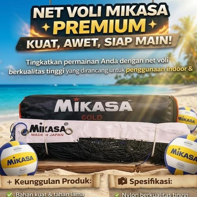 Net Bola Voli Mikasa Gold Volley Volly -Net Voli Murah - Net Bola Voli Ball Outdoor