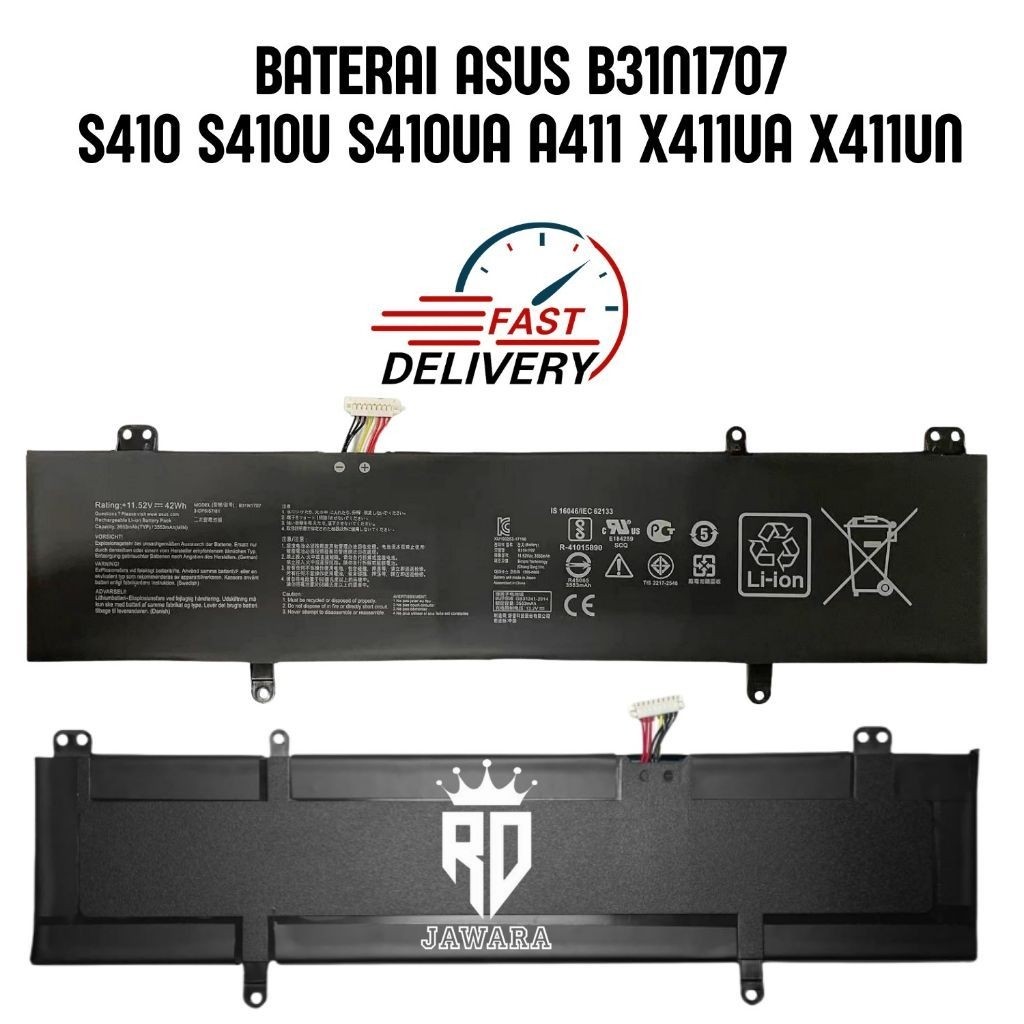 BATERAI ASUS VIVOBOOK B31N1707 FOR ASUS S14 S410UN S410UQ S410UA S410UNF A411U X411U