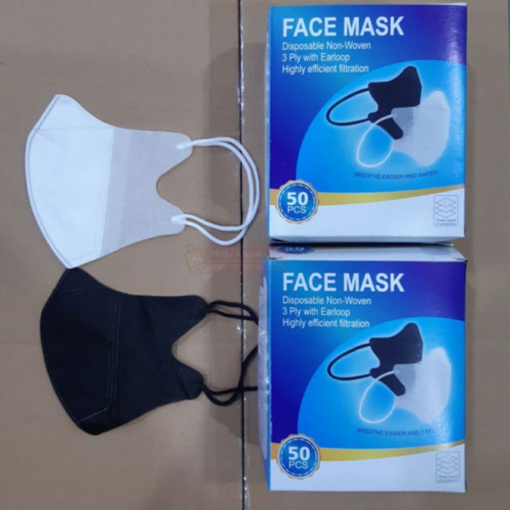Face Mask Duckbill Disposable Isi 10/Pcs Hitam Putih No Box