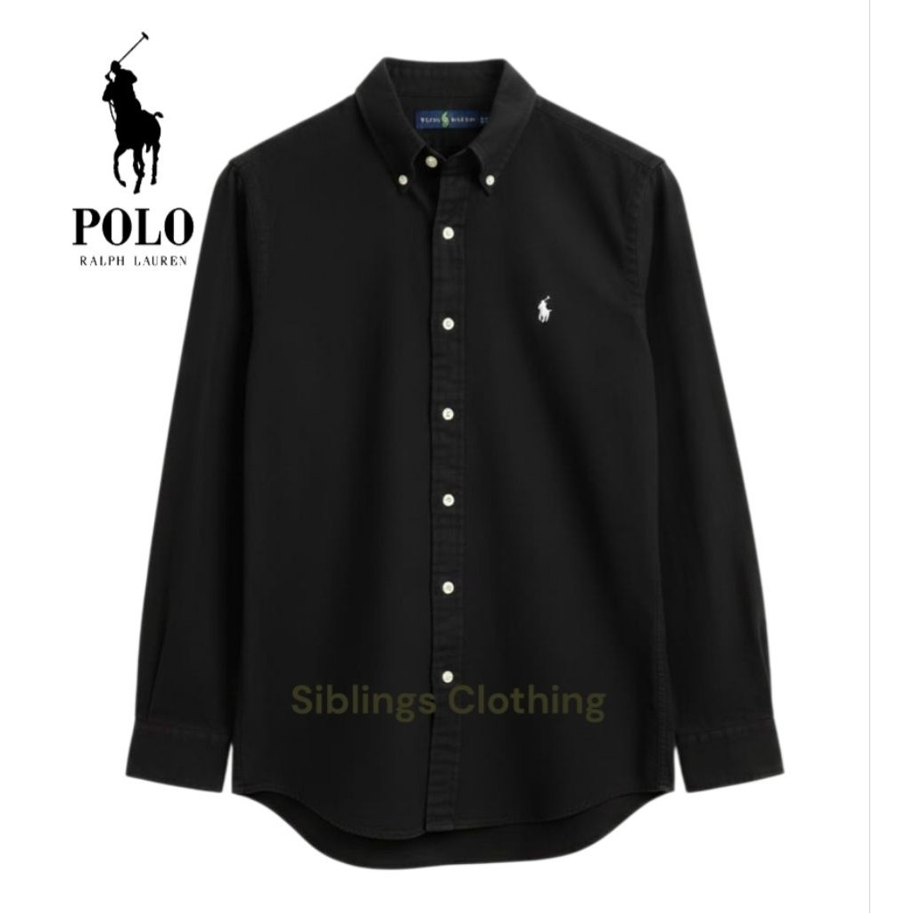 Polo Kemeja Hitam Polos Kemeja Oxford kemeja panjang Lengan Kemeja Brandead Quality Premium Size MXX