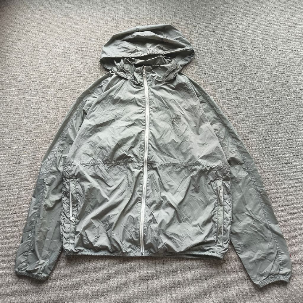 POLHAM WINDBREAKER RUNNING PACKABLE WATER REPELLENT GRAY SZ L-XL