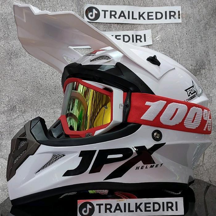 Jpx Cross Solid White Fox1 Helm Trail Google Original Dan Terpercaya