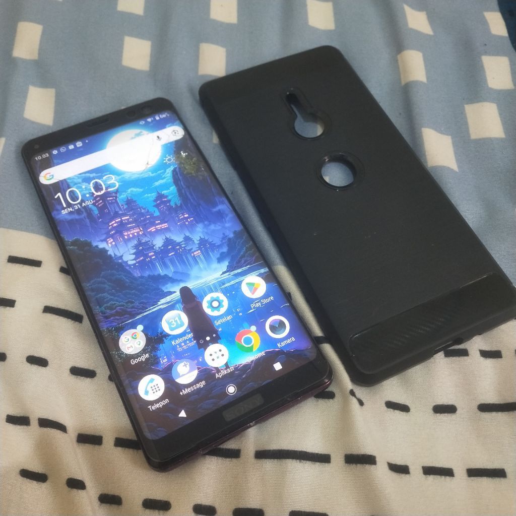 Sony Xperia XZ3 merah maroon Bonus Casing Minus Layar Retak Sentuhan Aman