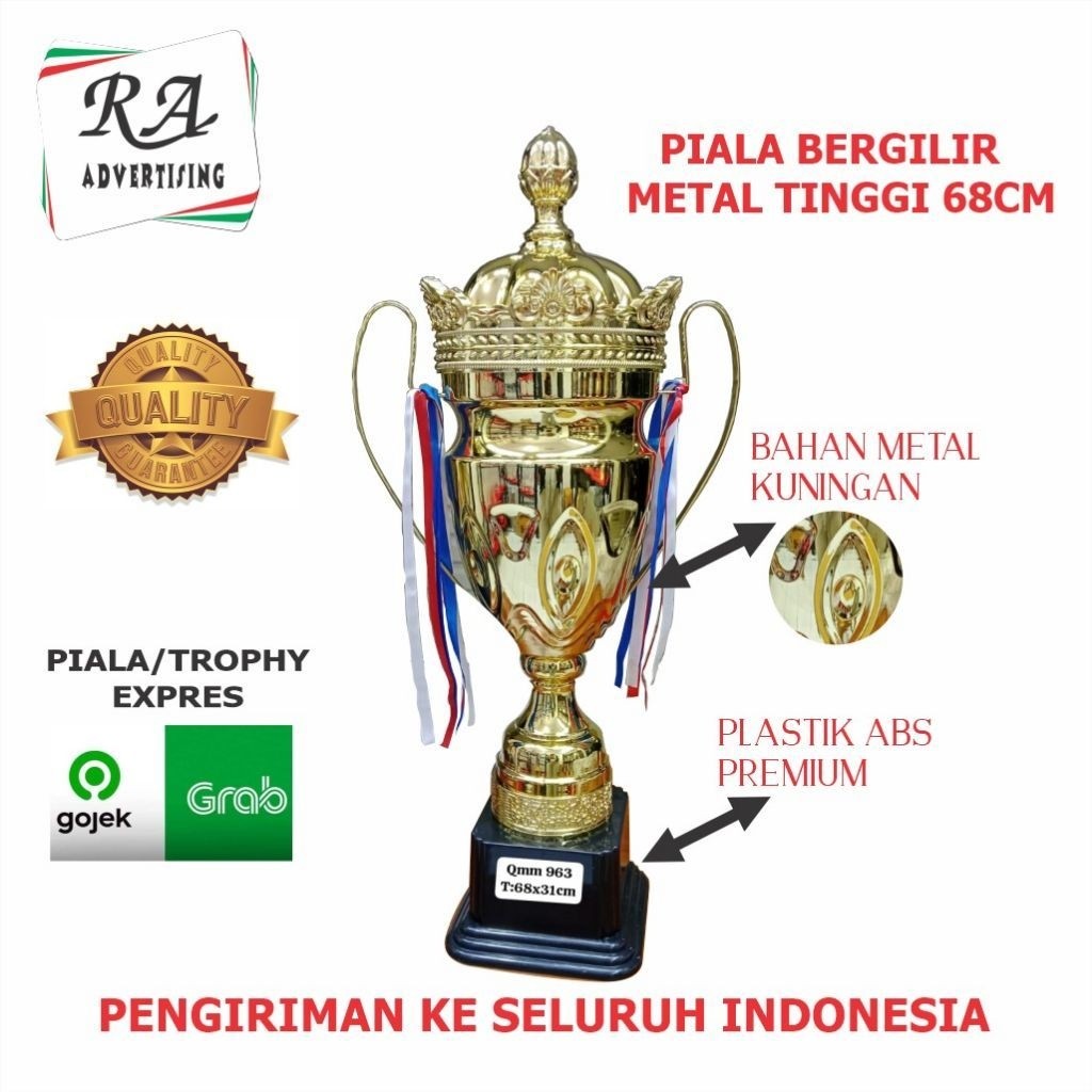 trophy/piala bergilir bahan metal kuningan T68cm | piala bergilir super besar bahan metal premium