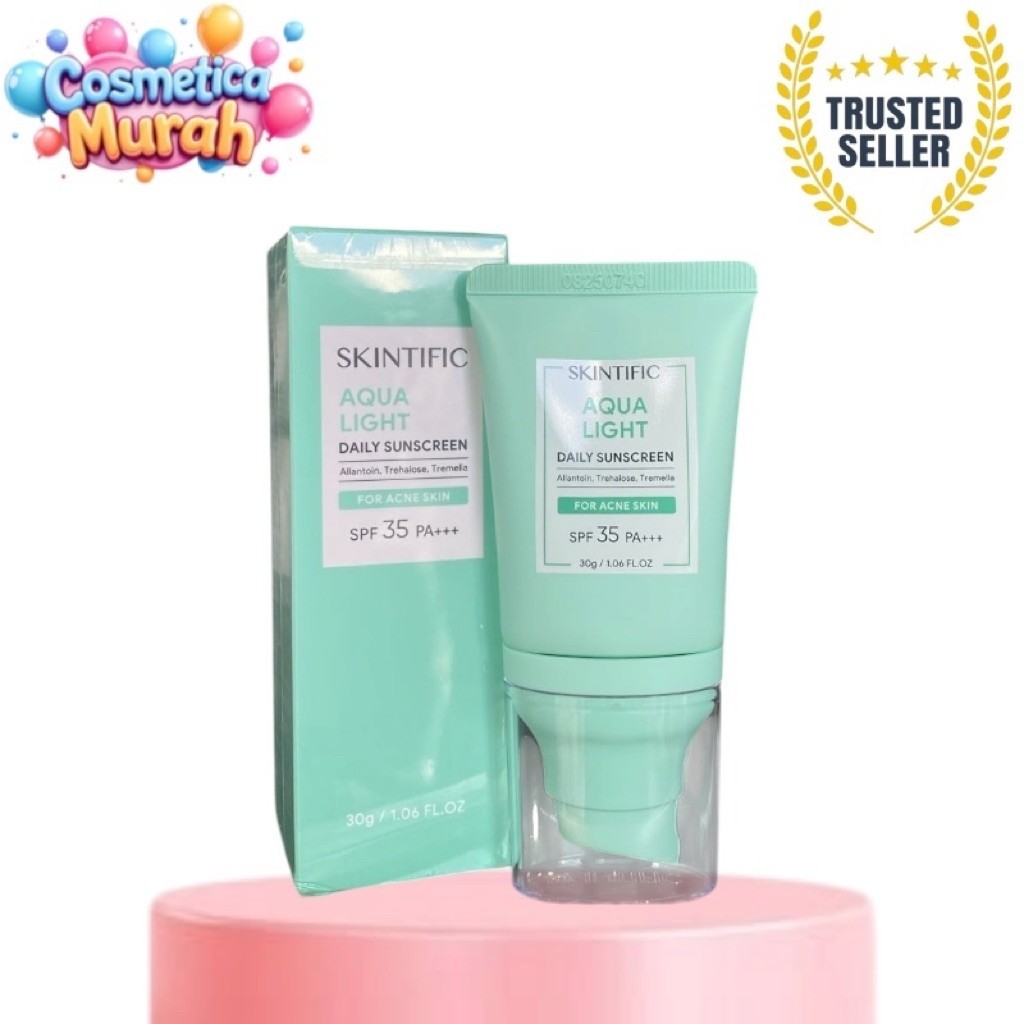 oc] SKINTIFIC aqua light daily sunscreen spf 35 pa+++ 30 gr - for acne skin allatoin tremella