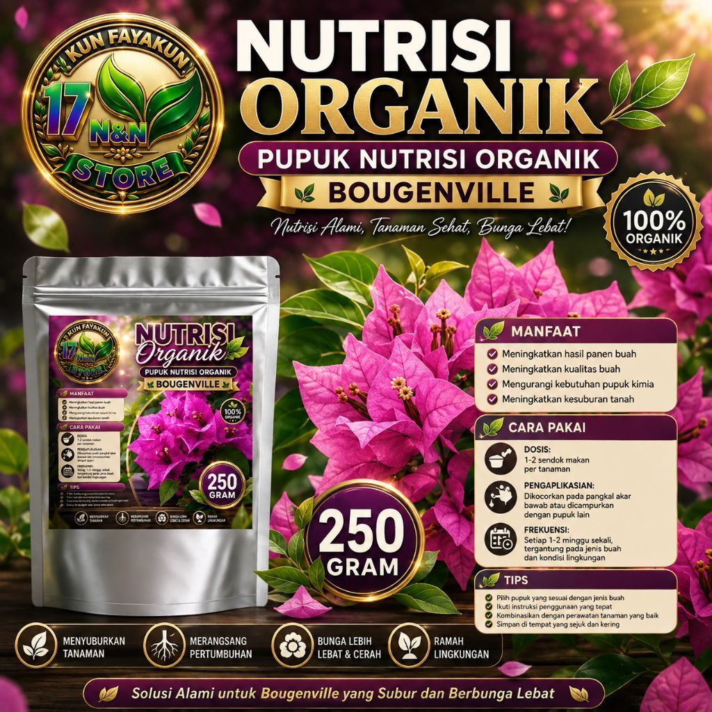 pupuk nutrisi organik pupuk pelebat bunga Bougenville 250gram