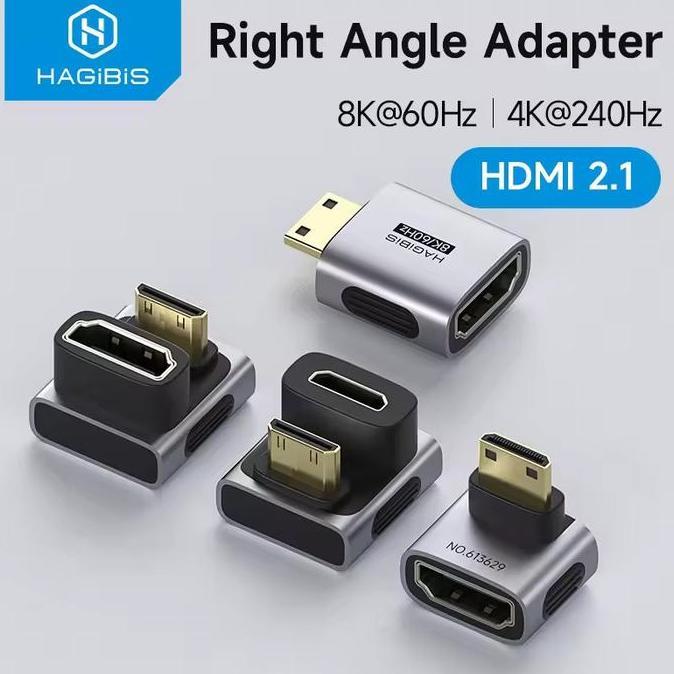 Hagibis Mini Hdmi To Hdmi Adapter Right Angle 90 Degree Male To Female Mini Hdmi Connector L Shape C