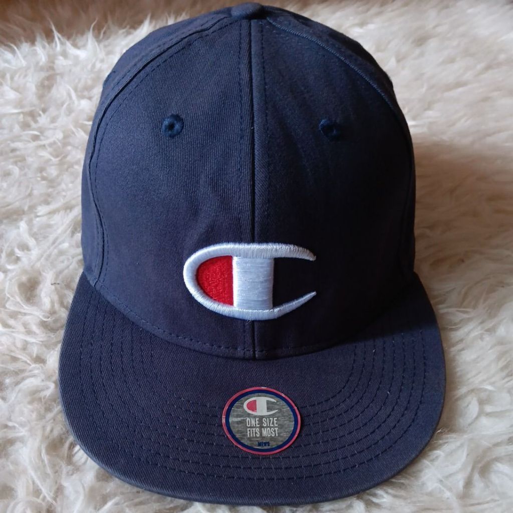 Topi Champion Second Navy Big Logo Bordir